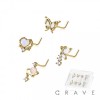 8PCS OF ASSORTED CZ DANGLE 316L SURGICAL STEEL L-SHAPE NOSE STUD BOX